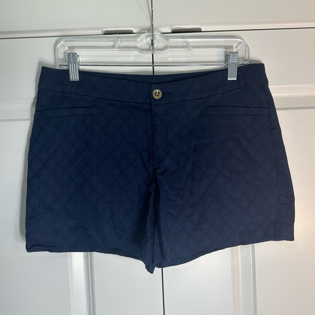 Lilly Pulitzer Navy Blue Subtle Pattern Women's Shorts Size 8